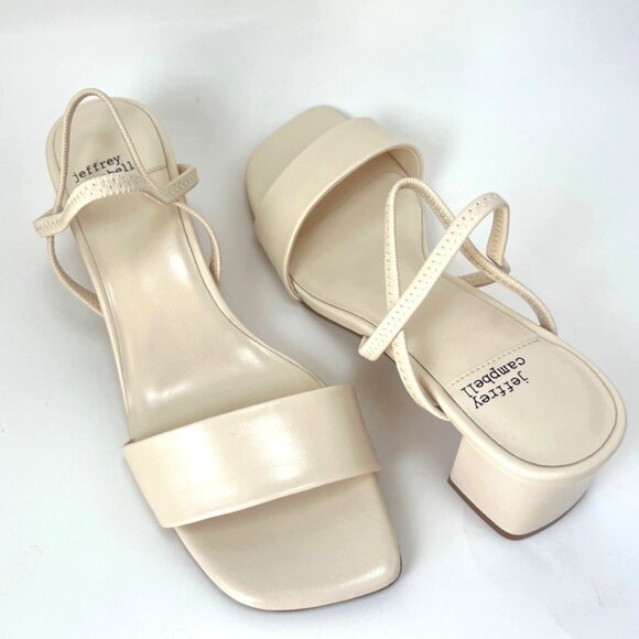 Jeffrey Campbell Adapt Sandals Slingback Cream Block Heel Sandals Size 6.5 - Picture 2 of 12